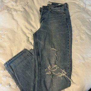 Denim forum ripped high rise jeans